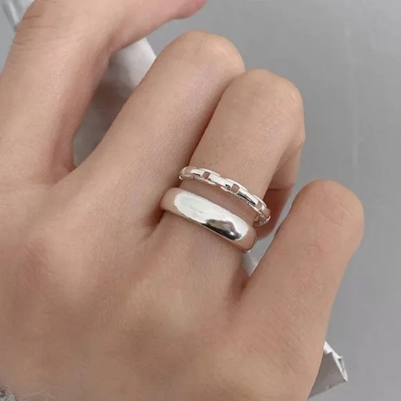 ⚡️Insta double ring layer sterling silver ring open ring - Picture 2 of 5